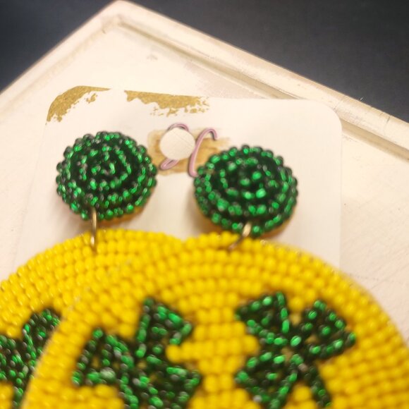 Southern Cuties Boutique St. Patrick's Day Smiley Face Shamrock Beaded Earrings - Picture 7 of 7